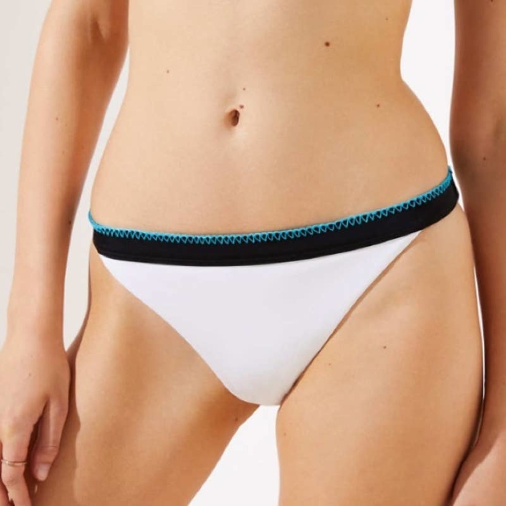 LOFT | White and Black Bikini Swim Bottoms Swimsuit Size Large NEW
